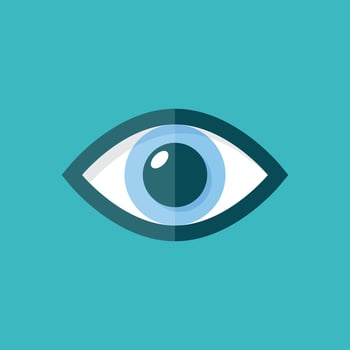 Human eye icon in flat style. Eyeball illustration on isolated background. Vision sign business concept. vector
