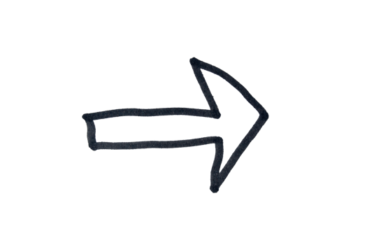 Arrow drawn with black marker on transparent background png