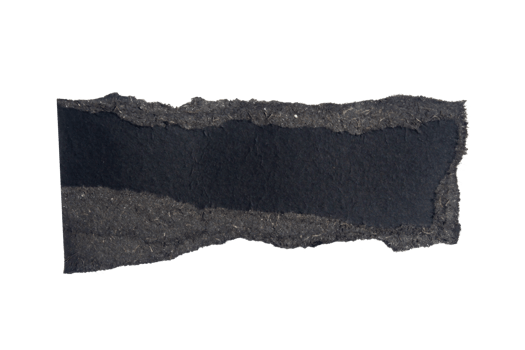 Ripped black paper piece isolated on transparent background with torn edges, cut out png