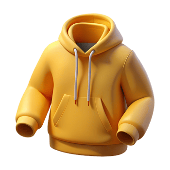 3D yellow hoodie icon, modern casual wear illustration for fashion and apparel design, trendy clothing graphic png