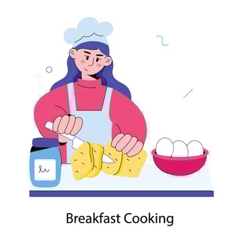 Trendy Breakfast Cooking vector