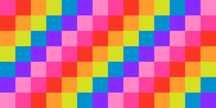 Abstract seamless rainbow pattern of pixels on pink background, 8-bit, pixelation vector