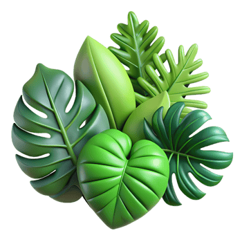 3d green leaf icon, nature-inspired design, eco-friendly app element, botanical digital decor for modern branding png