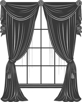 Silhouette aesthetic window with curtain black color only vector