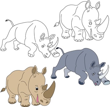 Rhino Clipart. Wild Animals clipart collection for lovers of jungles and wildlife. This set will be a perfect addition to your safari and zoo-themed projects. vector