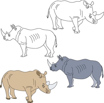 Rhino Clipart. Wild Animals clipart collection for lovers of jungles and wildlife. This set will be a perfect addition to your safari and zoo-themed projects. vector