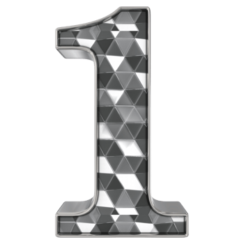 Number 1 Silver 3d Render png