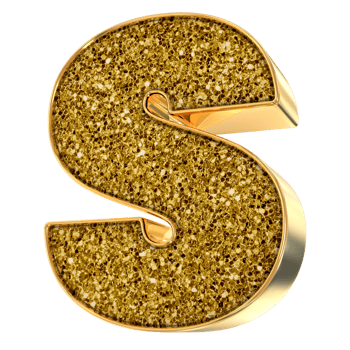 Gold S Letter 3D Render png