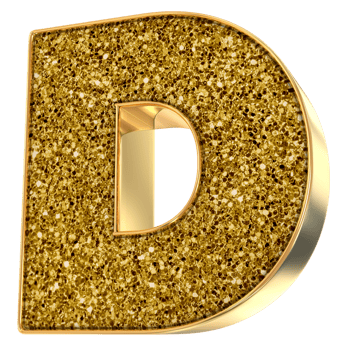 Gold D Letter 3D Render png