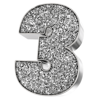 Silver Number 3 3D Render png