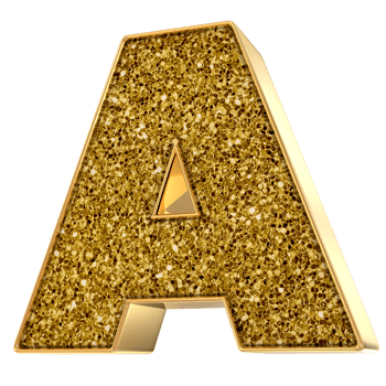 Gold A Letter 3D Render png