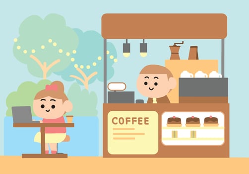 Small coffee shop in town. vector