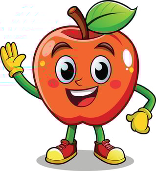 Cartoon apple fruit character isolated on a white background vector