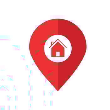 Home location pin icon in flat style. vector