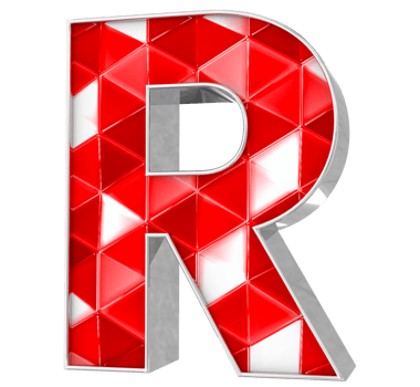 R Font 3D Render png