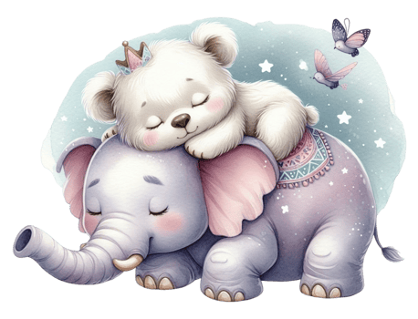 AIgenerated elephant and a baby bear png