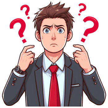 cartoon businessman with question mark png