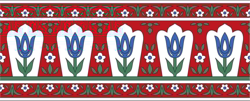 colored seamless Turkish ornament. Ottoman border, rectangle, frame. Muslim pattern for stained glass vector