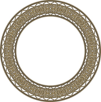 gold and black round Yakut ornament. Endless circle, border, frame of the northern peoples of the Far East vector