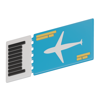 Passenger Plane Ticket and Boarding Pass. 3D render png
