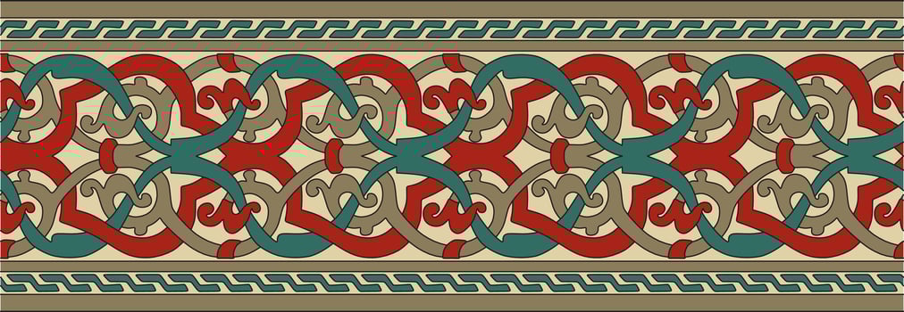 colored seamless oriental national ornament. Endless ethnic floral border, arab peoples frame. Persian painting. vector