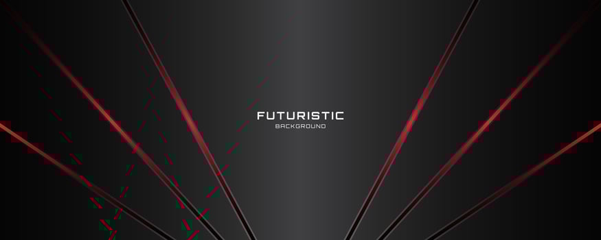 3D black techno background overlap layer on dark space with red light lines effect decoration. Modern graphic design element. Cut out shape style concept for web banner, flyer, card, cover or brochure vector