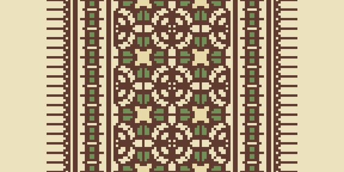 Patola sari Seamless Mughal architecture Motif embroidery, Pixel Ikat embroidery Design for Print border embroidery ancient egypt vector