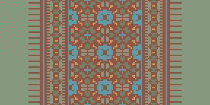 Kilim Pattern Seamless Bandana print silk Motif embroidery, Pixel Ikat embroidery Design for Print tie dyeing pillowcase sambal puri kurti mughal architecture vector