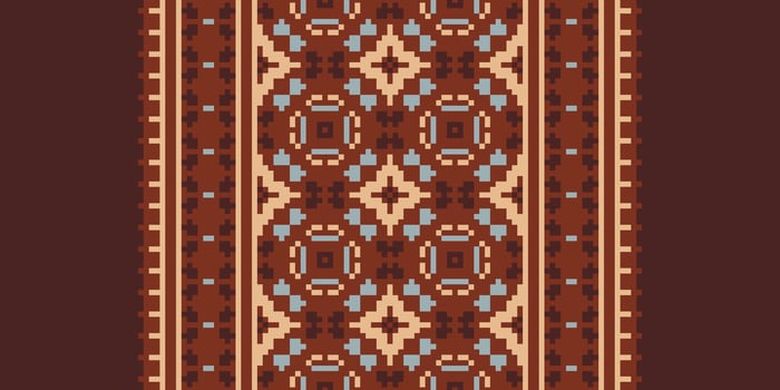 Dupatta Pattern Seamless Bandana print silk Motif embroidery, Pixel Ikat embroidery Design for Print tie dyeing pillowcase sambal puri kurti mughal architecture vector