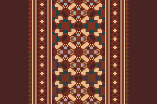 Kurta Pattern Seamless Native American, Motif embroidery, Pixel Ikat embroidery Design for Print indonesian batik motif embroidery native american kurta mughal design vector