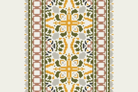 Ghagra Pattern Seamless Scandinavian pattern Motif embroidery, Pixel Ikat embroidery Design for Print jacquard slavic pattern folklore pattern kente arabesque vector
