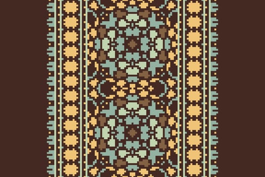 Nordic pattern Seamless Bandana print silk Motif embroidery, Pixel Ikat embroidery Design for Print scandinavian pattern saree ethnic nativity gypsy pattern vector