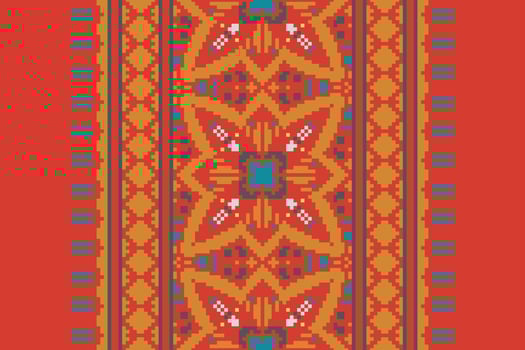 Baroque pattern Seamless Mughal architecture Motif embroidery, Pixel Ikat embroidery Design for Print egyptian pattern tibetan mandala bandanna vector