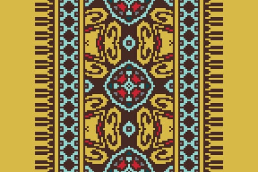 Ancient patterns Seamless Mughal architecture Motif embroidery, Pixel Ikat embroidery Design for Print pattern vintage flower folk navajo patchwork pattern vector