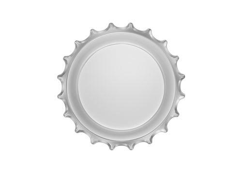 Top view. Silver bottle cap, transparent background png