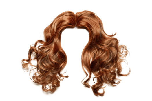 Brown curly hair wig png