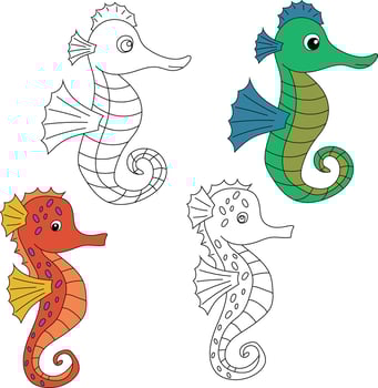 Seahorse Clipart. Aquatic Animal Clipart for Lovers of Underwater Sea Animals, Marine Life, and Sea Life vector