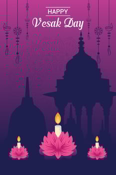 Flat vertical poster template for vesak day illustration festival celebration social media post and vesak day Banner vector