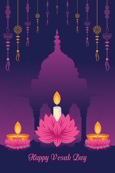 Flat vertical poster template for vesak day illustration festival celebration social media post and vesak day Banner vector
