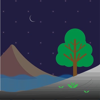 Abstract Scenery, Home decor, wall decoration. Wall Hangings - Home Decor with Village Waterfront Scene vector