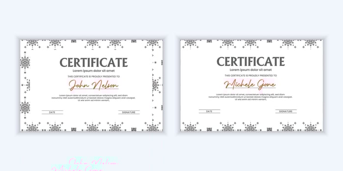 Certificate. Template diploma currency border. Award background Gift voucher set. vector