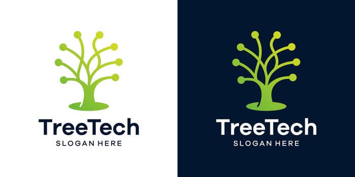Abstract tree logo design template with technology model graphic design illustration. icon, symbol, creative. vector
