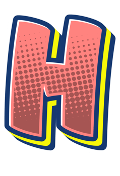 Comic Halftone Alphabet Letter and Number png