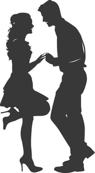 Silhouette wedding proposal by couple black color only vector