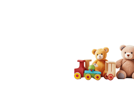 Playful Children's Toys with Copy Space on transparent background. png