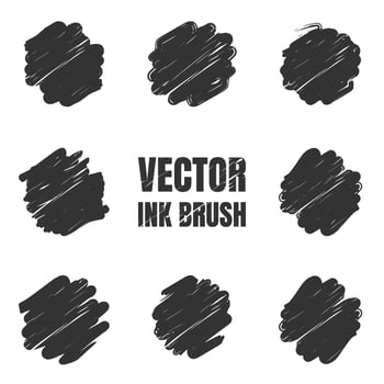 Collection of ink brush spots. vector