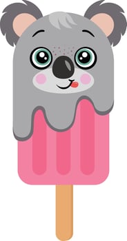 Funny koala ice cream on a stick vector