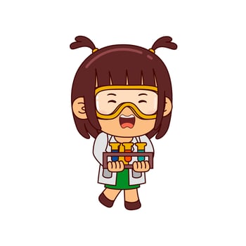 cute scientist girl cartoon character vector