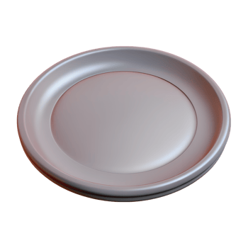 Blank silver plate. isolated 3D icon on transparent background png