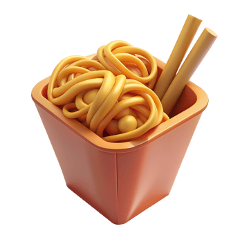 3D icon of Asian noodles with sticks. Streetfood on transparent background png